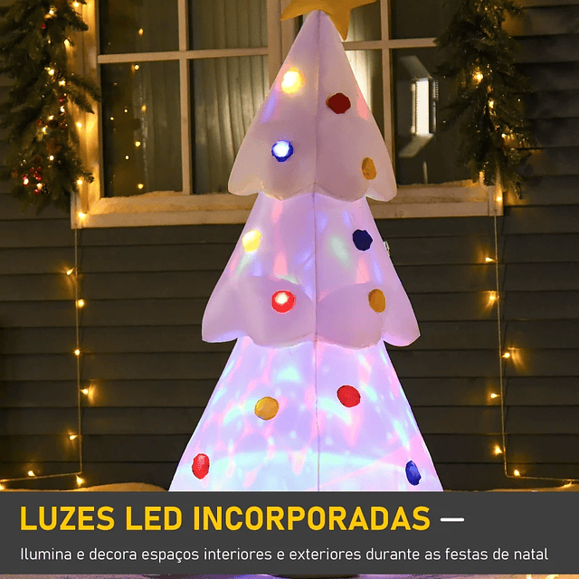 Árbol de Navidad Inflable de 158 cm de Altura con Luces LED e Inflador Decoración de Navidad para Exteriores 67x61x158 cm Blanco