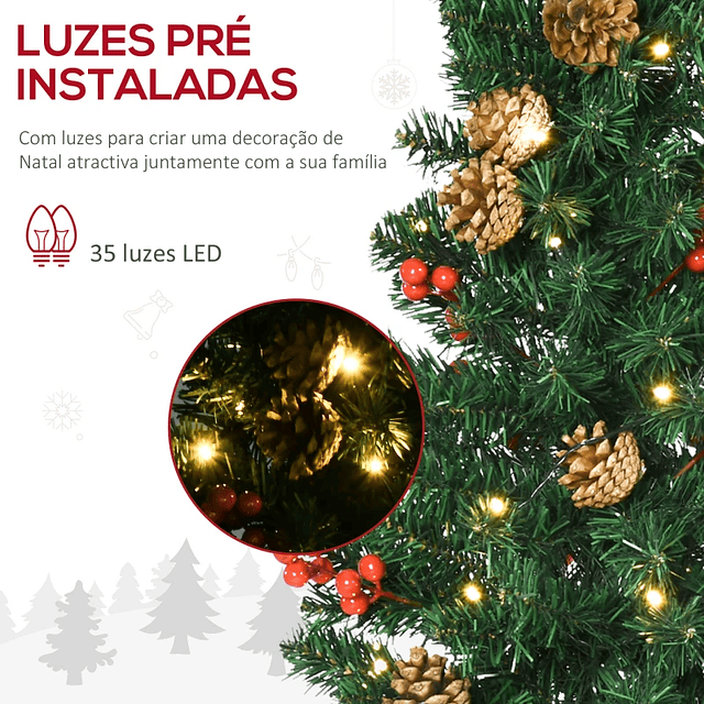 Set de decoración navideña de 4 piezas con 2 coronas de árboles de Navidad y corona con luces LED 40x40x90cm verde