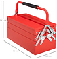 5-compartment steel folding toolbox with handle 45x22.5x34.5 cm Red - thumbnail 2