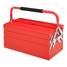 Caixa de ferramentas dobrável de aço com 5 compartimentos com alça 45x22,5x34,5 cm Vermelho