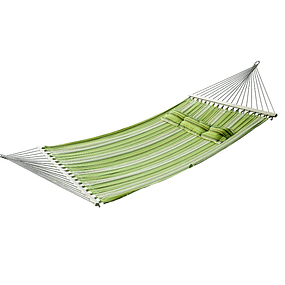 Hamaca suspendida de algodón para jardín, camping, playa, picnic, con cojín, carga máxima, 150 kg, 284x140 cm, verde y amarillo
