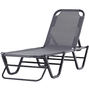 Garden Deckchair with 5-position Adjustable Backrest in Aluminum and Textilene for Outdoor Patio Terrace 163x58,5x91 cm Gray