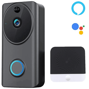 Wireless Wifi Video Intercom Tuya Smart Google Home / Amazon Alexa White + Doorbell - Black