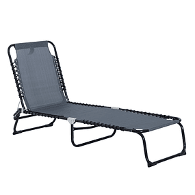 Folding and Adjustable Deckchair in 4 Positions Reclining Garden Deckchair for Outdoor Steel Structure 197x58x76cm - Gray