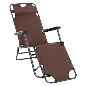 Folding Recliner Lounger with Adjustable Backrest Armrest Footrest Load 136 kg 135x60x89 cm Brown