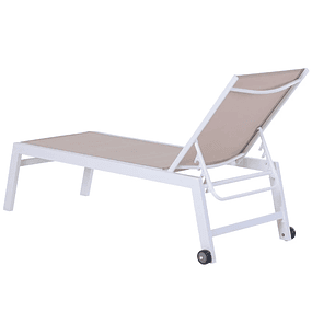 Multiposition Garden Deckchair with Reclining Backrest 5 Positions in Aluminum and Textilene Load 160 kg for balcony 169x65x102 cm Beige