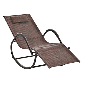 Outdoor Deckchair with Armrests and Wicker Effect for Garden Terrace Patio Maximum Load 160kg 61x160x79cm