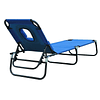 Folding Deckchair with Backrest Adjustable in 4 Positions Garden Deckchair with Cushion Steel Structure Oxford Fabric for Camping Beach Terrace 190x56x28cm Blue