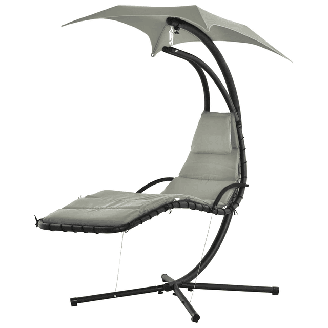 Suspended Deckchair with Sun Shade with UV Protection Ergonomic Swinging Deckchair for Patio Garden 190x110x190cm