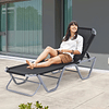 Adjustable Lounge Chair Adjustable Beach Chair 120° - 180° Texteline Aluminum Black