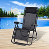 Folding Garden Lounger Zero Gravity Beach Lounger Textilene Steel Structure load 120kg 90x65x110 cm Black