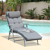 Folding Garden Lounger with Backrest Adjustable in 7 Positions Padded Cushion and Headrest for Terrace Outdoor Pool Maximum Load 165kg 137x63.5x100.5cm Gray