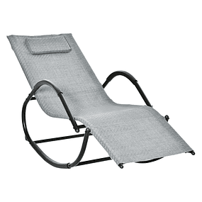 Outdoor Deckchair with Armrests and Wicker Effect for Garden Terrace Patio Maximum Load 160kg 61x160x79cm - Gray