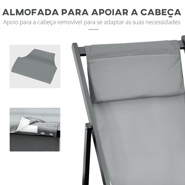 Conjunto de 2 Tumbonas Plegables con Respaldo Reclinable en 5 Posiciones y Reposacabezas 58x96,5x91,5 cm