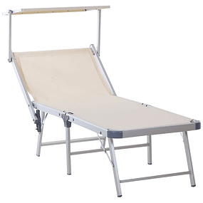Tumbona plegable y reclinable con dosel ajustable en ángulo Tumbona para jardín Terraza Camping al aire libre 169x72x55-72cm