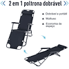 Espreguiçadeira Reclinável Dobrável com Encosto Ajustável Apoio de Braço e Apoio para os Pés Carga 136 kg 135x60x89 cm Preto