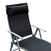 Folding Garden Lounger with 7-Position Adjustable Backrest Headrest 137x63.5x100.5cm Black