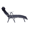 Folding Garden Lounger with 7-Position Adjustable Backrest Headrest 137x63.5x100.5cm Black