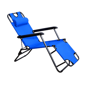 Tumbona reclinable con cojín para la cabeza Tumbona plegable portátil para acampar en la playa 118x60x80cm Azul