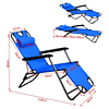 Reclining Lounger with Head Cushion Portable Folding Lounger for Beach Camping 118x60x80cm Blue