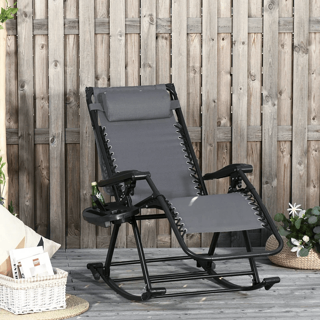 Reclining folding garden swing lounger with sun protection canopy Steel frame 120x67x102 cm