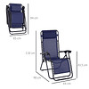 Jardín Tumbona Deck Plegable Zero Gravity Deck Deck para Patio Terraza Carga Máxima 150kg 90x65x110 cm Azul