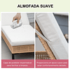 Espreguiçadeira de Vime de Jardim Chaise Longue com Encosto Ajustável em 3 Posições Almofada Acolchoada e 2 Rodas para Terraço Exterior Aço 65x200x31cm Natural e Bege 