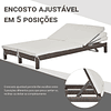 Juego de Tumbona Exterior de Mimbre 2 Plazas con Cojines Acolchados Respaldo Resistente al Agua Ajustable en 5 Niveles Soporta 220kg 196x120x28cm Marrón y Blanco Crema