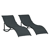 Set 2 Ergonomic S-Shaped Folding Loungers with Textilene Aluminum Frame for Pool Patio Garden and Balcony 165x61x63cm Gray