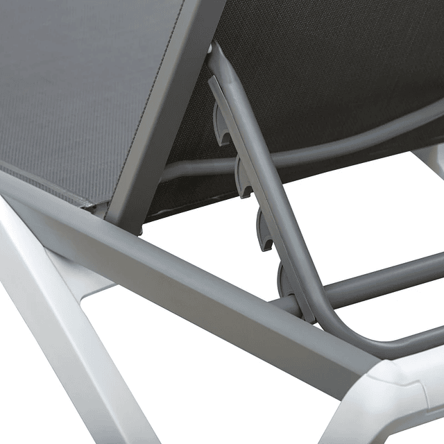 Recliner garden lounger with wheels and backrest adjustable in 5 levels aluminum for balcony 170x67.5x95 cm White gray