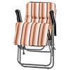 2 Folding Garden Loungers Steel Loungers with Padded Cushion 5-Position Adjustable Backrest and Footrest 60x75x65-102cm Orange and White