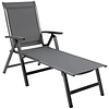 Aluminum Folding Reclining Garden Lounger with Backrest Adjustable in 5 Positions for Terrace Outdoor Swimming Pool Maximum Load 150kg 69x140x107cm Gray