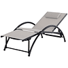 Reclining Garden Lounger with 5-Level Adjustable Backrest Adjustable Footrest and Removable Headrest for Terrace Outdoor Balcony 66x152x81cm