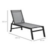 Multiposition Garden Deckchair with Reclining Backrest 5 Positions in Aluminum and Textilene Load 160 kg for balcony 169x65x102 cm Gray