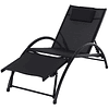 Reclining Garden Lounger with 5-Level Adjustable Backrest Adjustable Footrest and Removable Headrest for Terrace Outdoor Balcony 66x152x81cm