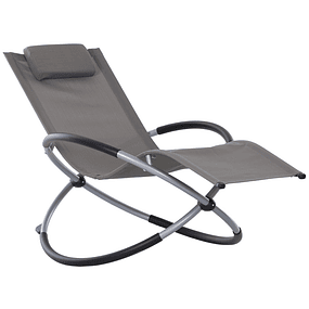 Outsunny Swing Lounger with Removable Headrest Ergonomic Foldable Texteline Fabric for Outdoor Pool 154x80x84 cm - Gray