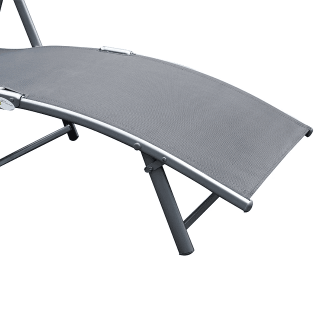 Folding Garden Lounger with 7-Position Adjustable Backrest Headrest 137x63.5x100.5cm Gray