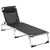 Folding Garden Deckchair with Removable Headrest and 4-Position Adjustable Backrest for Garden Terrace Outdoor Camping Aluminum 170x60x76cm