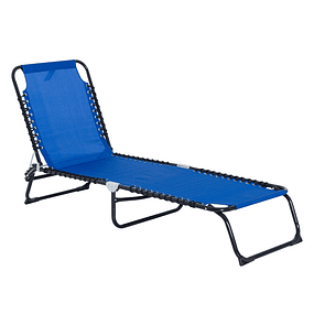 Folding and Adjustable Deckchair in 4 Positions Reclining Garden Deckchair for Outdoor Steel Structure 197x58x76cm - Blue