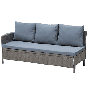 Gray wicker garden table and bench sofa set