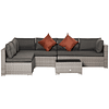  Conjunto de muebles de jardín de mimbre de 4 piezas, mesa de centro, sofá doble y 2 sofás laterales con cojines extraíbles para terraza exterior gris