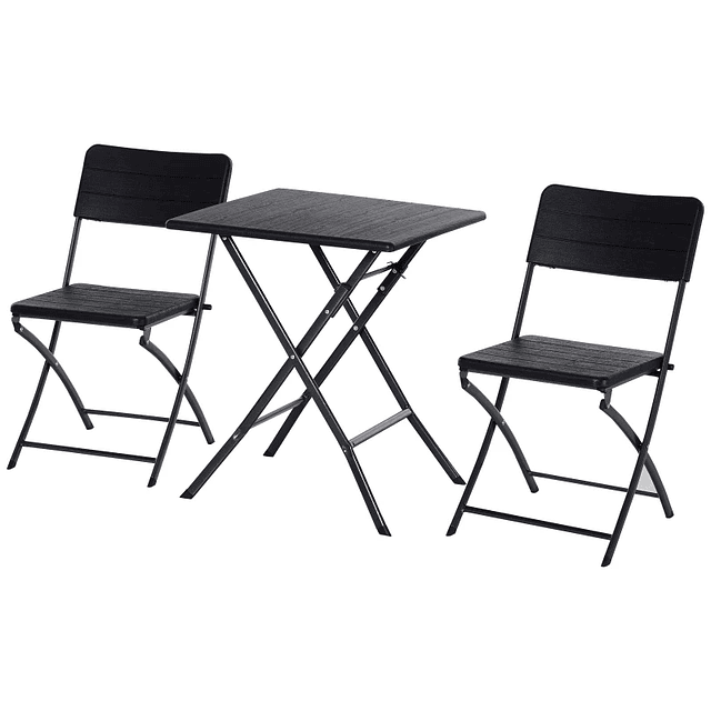 Outdoor Table and Chairs Set Folding Outdoor Furniture Set 61.6x61.6x74 cm and 57x44.5x81 cm Black