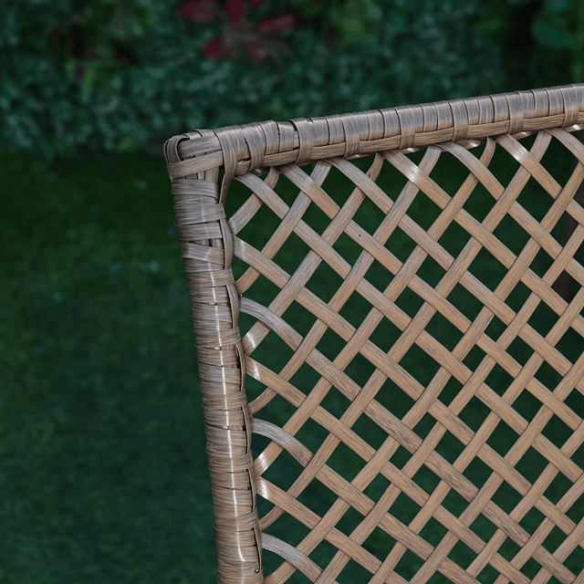 Conjunto de 4 móveis de jardim de vime PE Poltrona, sofá duplo e mesa de centro com almofadas laváveis para terraço ao ar livre, marrom e cáqui 