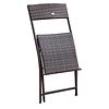 Set of Table and 2 Chairs Ratan Furniture for Garden Folding Steel Structure - Brown - 61x46x84cm