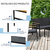 Conjunto de exterior compuesto por 4 piezas de mesa sofá de ratán y 2 sillones negro y gris