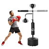 Saco de Boxe de Pé com Altura Ajustável com 2 Bolas de Velocidade Barra Giratória 360° e Base Preenchida com Água ou Areia Punching Ball para Adultos 88x50x160-230cm Preto