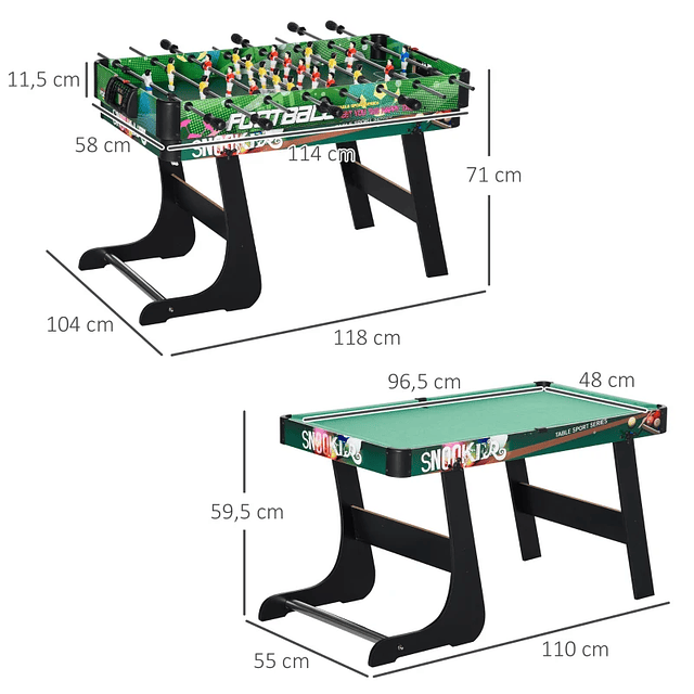 Mesa de juegos plegable 6 en 1, mesa de billar, futbolín, anillo de ping pong, lanzamiento de hockey sobre hielo y aire, 118x104x71cm, multicolor