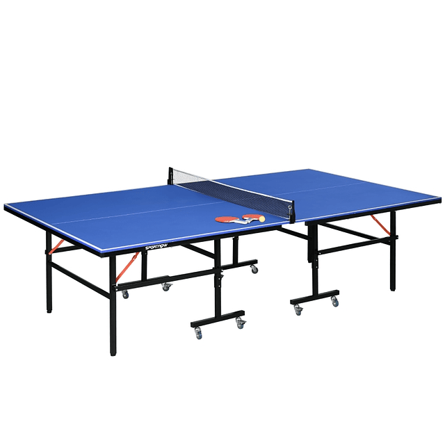 Mesa de Ping Pong Dobrável com Rodas com Patas Ajustáveis para Interior  Exterior 274x152.5x76cm de Aço MDF Cor Azul