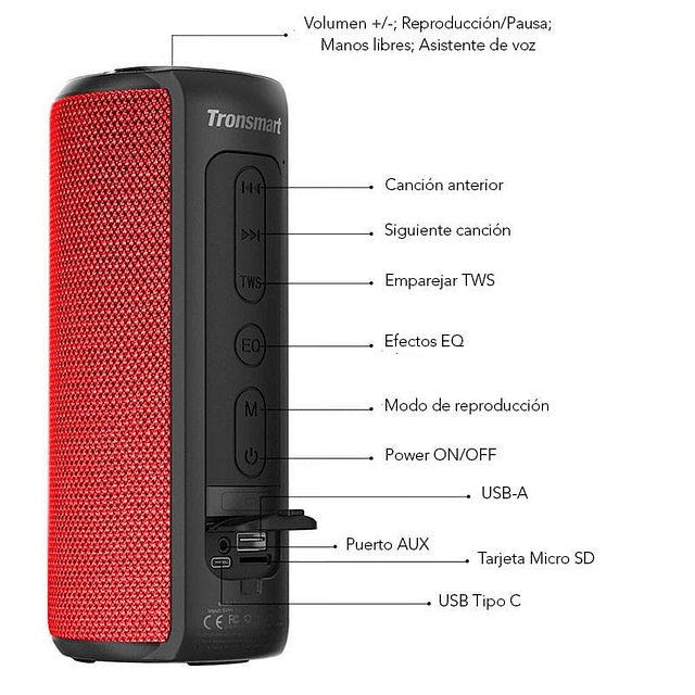 Tronsmart Element T6 Plus 40W Bluetooth 5.0 Red - Bluetooth Speaker