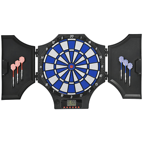 Electronic Folding Dartboard with 31 Games for 8 Players with 6 Darts and 6 Replacement Tips LCD Screen 83x4x45 cm Black